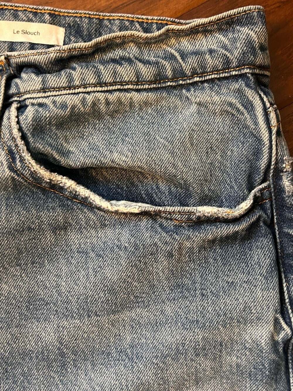 FRAME Le Slouch Mid-Rise Straight Leg Jeans Biodegradable Denim 34 - Picture 7 of 14